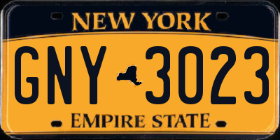 NY license plate GNY3023