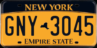 NY license plate GNY3045
