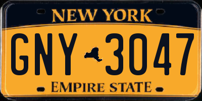 NY license plate GNY3047
