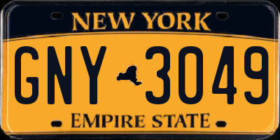 NY license plate GNY3049