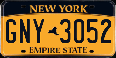 NY license plate GNY3052