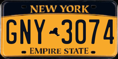 NY license plate GNY3074