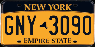 NY license plate GNY3090