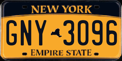 NY license plate GNY3096