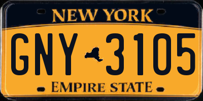 NY license plate GNY3105