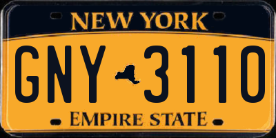 NY license plate GNY3110