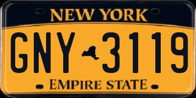 NY license plate GNY3119