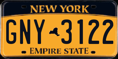 NY license plate GNY3122