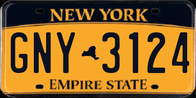 NY license plate GNY3124