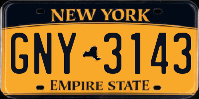 NY license plate GNY3143