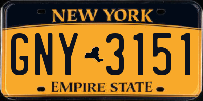 NY license plate GNY3151