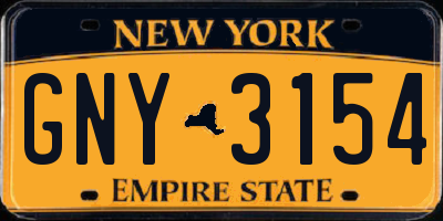 NY license plate GNY3154
