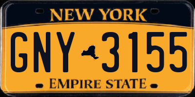 NY license plate GNY3155