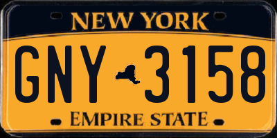 NY license plate GNY3158