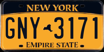 NY license plate GNY3171