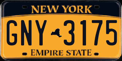 NY license plate GNY3175