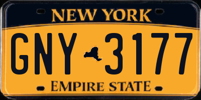 NY license plate GNY3177