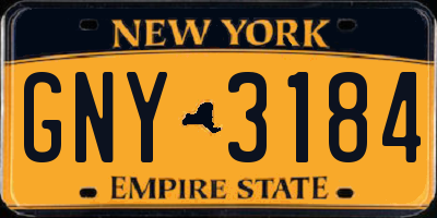 NY license plate GNY3184