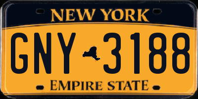 NY license plate GNY3188