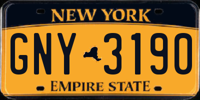 NY license plate GNY3190