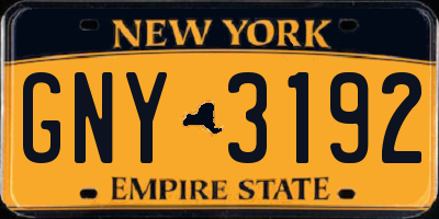 NY license plate GNY3192