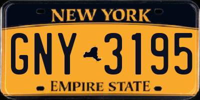 NY license plate GNY3195