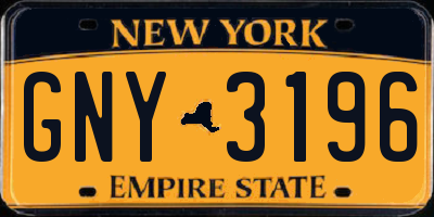 NY license plate GNY3196