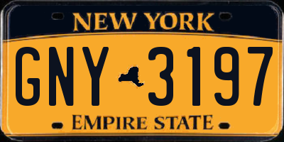 NY license plate GNY3197