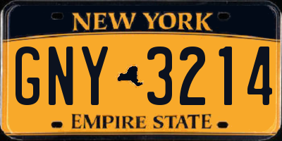 NY license plate GNY3214