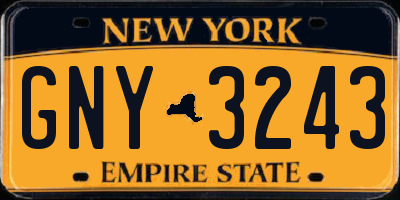 NY license plate GNY3243