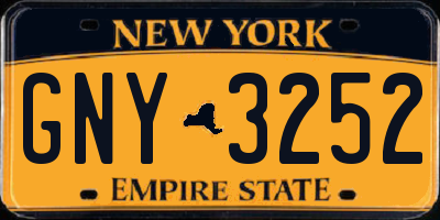 NY license plate GNY3252