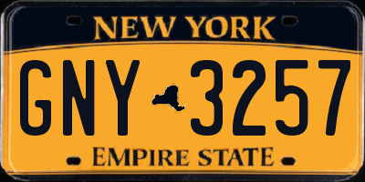 NY license plate GNY3257
