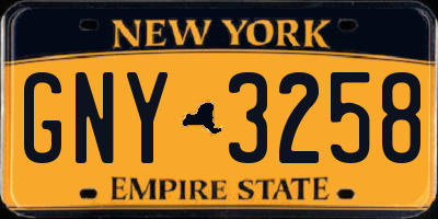 NY license plate GNY3258