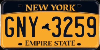 NY license plate GNY3259