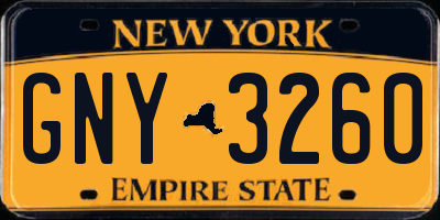 NY license plate GNY3260