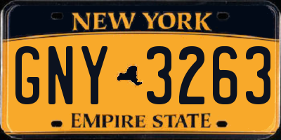 NY license plate GNY3263