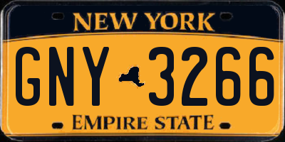 NY license plate GNY3266