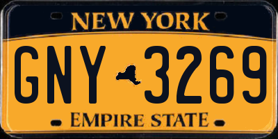 NY license plate GNY3269