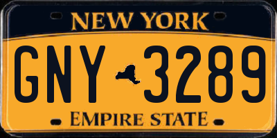 NY license plate GNY3289