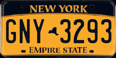 NY license plate GNY3293