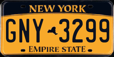 NY license plate GNY3299