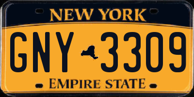 NY license plate GNY3309