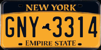 NY license plate GNY3314