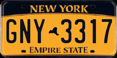 NY license plate GNY3317