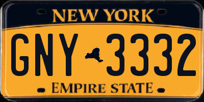 NY license plate GNY3332