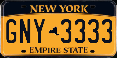 NY license plate GNY3333