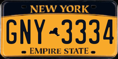 NY license plate GNY3334