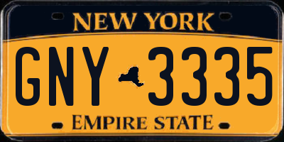NY license plate GNY3335
