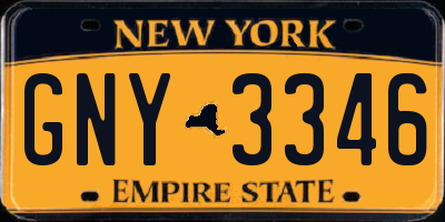 NY license plate GNY3346