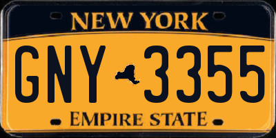 NY license plate GNY3355